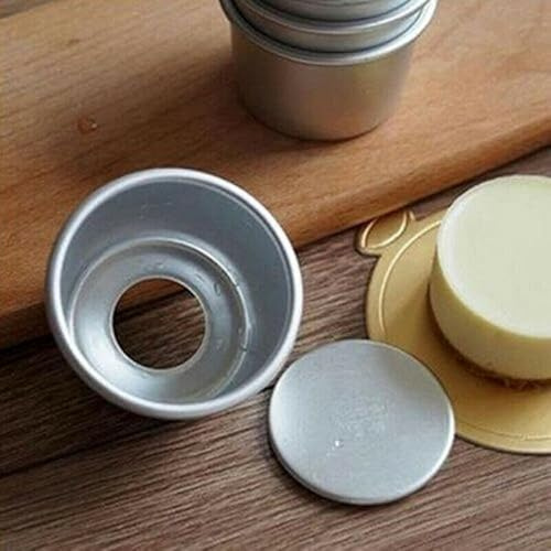 10 mini moldes para hornear pasteles, redondos de aluminio de 2 pulgadas con parte inferior desmontable para pudín y más