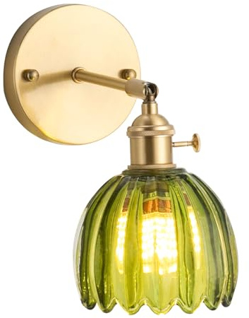 TouTToNG Pendelleuchte Wandleuchter Glas Blumen Wandlampe Vintage Lampenschirm Grün E27 von 10-15m²/107.64-161.46ft² für Nachttisch, Haustüren, Flure