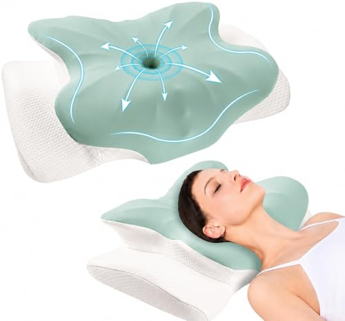 Urban Flare Memory Foam pillow-Ergonomic Pillow for neck and shoulder pain, Butterfly shaped Hollow design neck pillow, Orthopedic Pillow for side sleepers, Back and Stomach Sleepers (Blue)