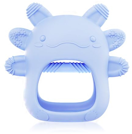 Silicone Baby Teething Toys, Baby Teething Toy for 3-6-12 Months,BPA Free Teething Ring for Soothing Pain Relief, Grasping Sucking Teething Newborn Chew Toys(Blue)