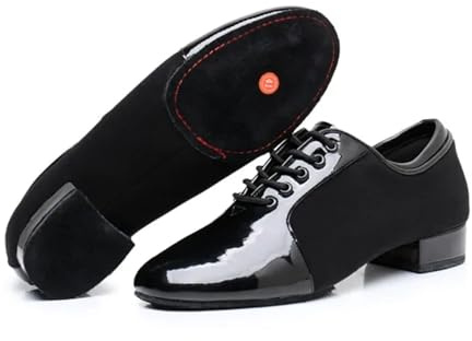 Scarpe da ballo standard uomo, scarpe sala, traspiranti, con tacco basso, suola morbida, for esercizi, tango, danza moderna, sport Per Balli Latino-americani, Salsa(Black 2.5cm two fur,43)