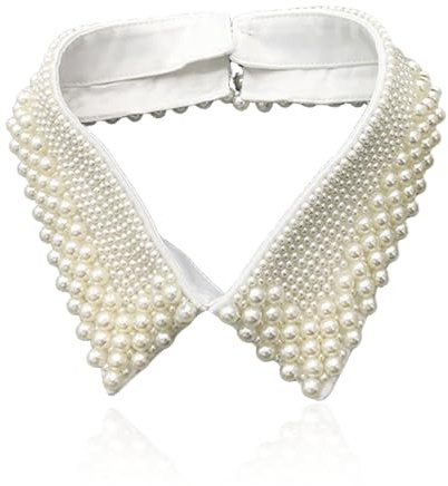 TSWNG Cuello de perlas para mujer, cuello falso extraíble con perlas, inserto de collar de perlas sintéticas, cuello alto, cuello de camisa vintage para ropa, suéteres, blusas, camisa
