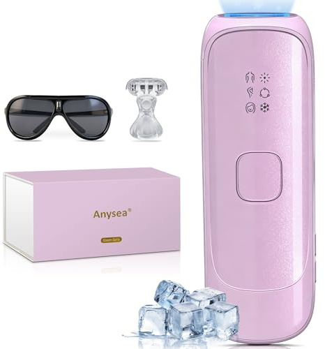 Anysea Epilatore Luce Pulsata con Funzione di Raffreddamento：Luce Pulsata Epilatore con 3 Modalità, Scorrimento Continuo Automatico, Luce Pulsata Per Donne e Uomini, Ascelle, Tutto il Corpo, Viola