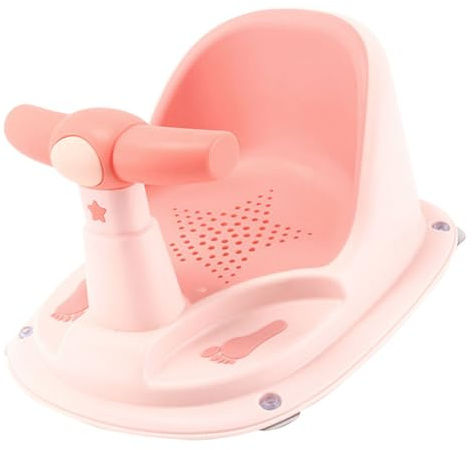 BESTOMZ Asiento de Baño para Bebés Antideslizante de Pp y Tpe, Silla Rosa Soporte Estable para Bañera, Diseño Compacto para Baño y Cómodo, Adecuado para Bebés de 6 a 12 Meses
