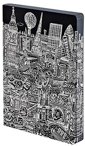 Nuuna Notizbuch A5+ | Graphic L - London | Dotted Journal | 3,5mm Punktraster | 256 nummerierte Seiten | 120g Premium-Papier | Leder schwarz | nachhaltig produziert in Deutschland