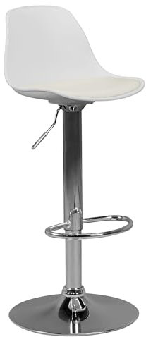 AMSTYLE Korsika, Barhocker Kunstleder Weiß, Hocker Sitzhocker Tresenhocker, Design Barstuhl Tresenstuhl Barmöbel