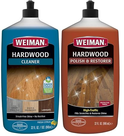Weiman Hardwood Floor Cleaner and Polish - Restorer Combo - Wood Floor Cleaner - 2 Pack