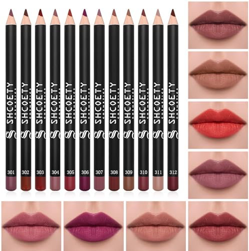 minkissy 12pcs Pack Lip Liner Set Matte Nude 12 Colors Lip Liner 2 in 1 Waterproof Lip Pen Line Makeup Lip Liners Lip Pencil Liner for Women Ladies Girls Miss