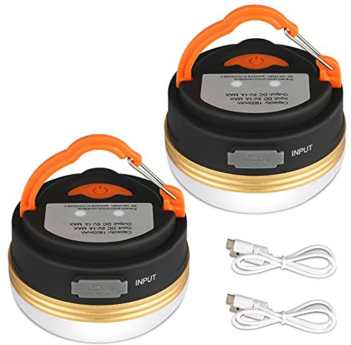 Yizhet Camping Lights, 2 Pcs Tent Lights USB Rechargeable 3 Modes Camping Lantern & Power Bank with Magnetic Base & Hook Waterproof Emergency Camping Lamp for Tent Outdoor Hiking Fishing