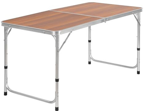 CampFeuer Aluminium Campingtisch für 6 Personen | 120 x 60 cm | Gartentisch faltbar, Falttisch, Balkontisch klappbar | Outdoortisch höhenverstellbar, Rolltisch für Camping, Garten, Terrasse