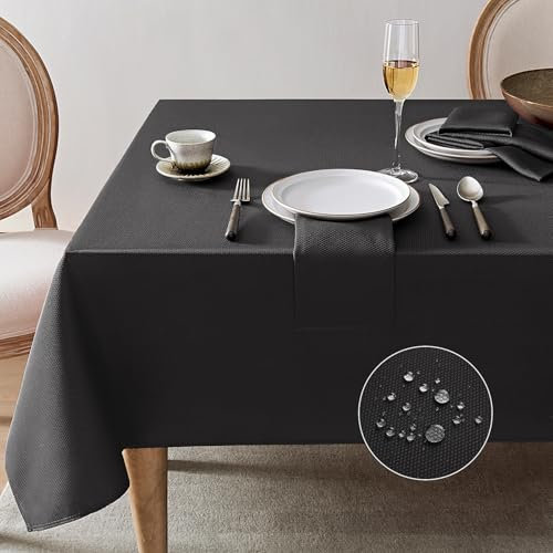 Softalker Abwaschbar Tischdecke 140 x 100 cm Rechteckig Tischdecken Grau Outdoor Tischtuch Jacquard Geometrischem Fleckschutz Tischwäsche Garten Klein für Innen und Außenbereich