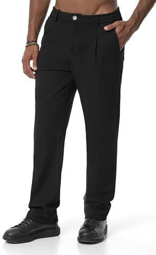 Red Bridge - Pantaloni lunghi da uomo, in tessuto, leggeri, casual, Nero , M