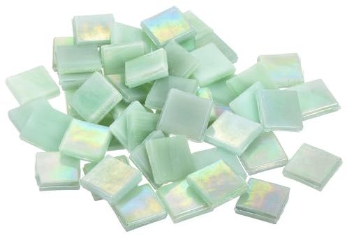 sourcing map Azulejos de mosaico de microvidrio, pequeños azulejos de mosaico de bricolaje para pasatiempos hechos a mano sin cristal, material de artesanía de piedra creativa (verde bosque pálido,