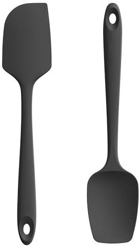 U-Tastes silikonspatel set om 2: 315 ℃ värmebeständig non-stick flexibel sömlös degskrapa, bakning matlagning silikonsked spatel med nylonkärna för blandning omrörning skrapning (svart)