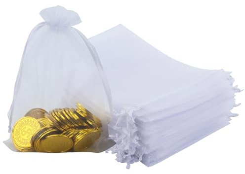 60 Pezzi Sacchetti Organza, Bianco Sacchetti in Organza con Coulisse, Sacchetti di LavandaOrganza Gioielli Sacchetto, Regalo Borse, per Matrimonio, Natale Regalo, Caramelle, Gioielli (13 x 18 cm)