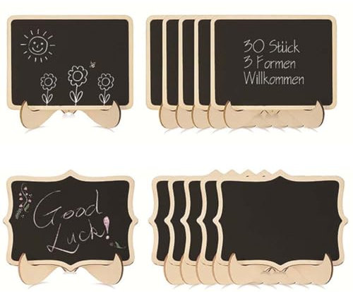 10pcs Mini tableaux noirs, Mini Tableau Noir avec Support, Tableau Ardoise Enfant, Petit Panneau Carré pour écrire avec des Marqueurs de Craie Effaçables pour Cartes De Place d'anniversaire
