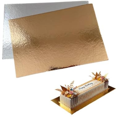 Lot de 6 Supports à Gâteaux - Carton Réversible Doré & Argent - 30 x 20 cm -Epaisseur 1.2 mm - Rectangulaire Pâtisserie Boulangerie - Cake Board - Semelles à Gâteaux, Cakes, Semelles de présentation -