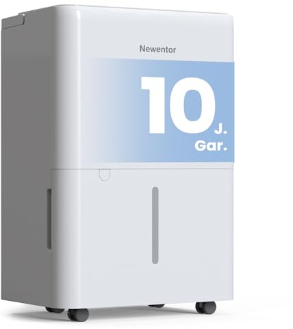 Newentor Luftentfeuchter elektrisch 12L, Entfeuchter elektrisch keller, Raumentfeuchter elektrisch, Dehumidifiers for home 35dB für 122m³/25m², mit Timer, Filter und 1M Ablaufschlauch, 10 J. Gar.