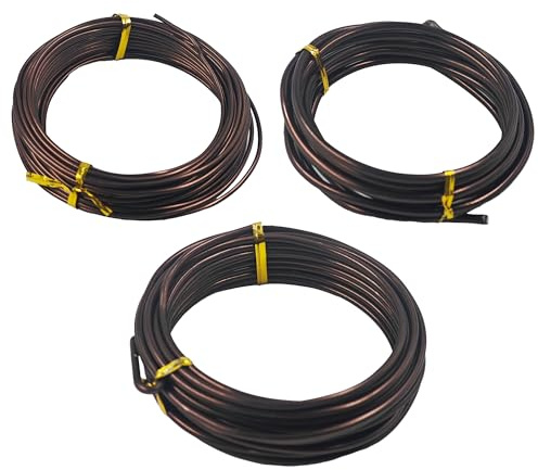 AUXBC Bonsai Training Wire Kit 3 Sizes, 2.5mm/3.0mm/4.0mm Anodized Aluminum Bonsai Wire, Antique Bronze Aluminum Wire Set for Bonsai Trees Shaping and Training(100g Each Size)