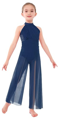 Miaeowve Costume de Danse Lyrique à Paillettes Enfant Fille Vêtement de Danse Classique sans Manches Robe Contemporaine Moderne 5-16 Ans