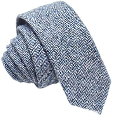 Hamilton Kilts Cravate traditionnelle en tweed de laine, motif tartan écossais à chevrons, 6 cm de large, Steel Blue