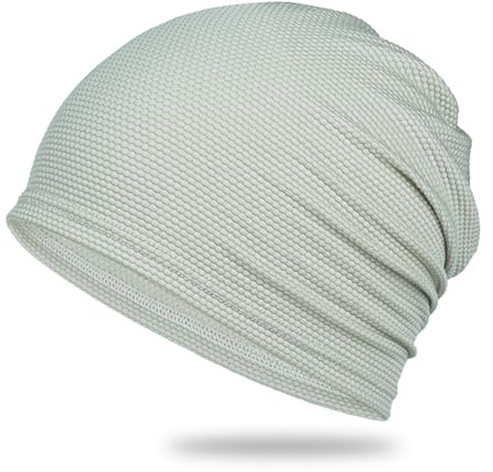 Bonnet Homme Léger ete Sport Chapeau Anti UV 54-60cm Respirant et élastique pour la Course à Pied Casquettes et Bonnets de randonnée Coton Le Trou du réseau Skull Cap Chapeau(Blanc cassé)