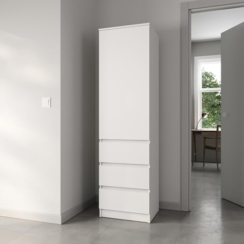 Home Collective Armadio Guardaroba Armadio Multiuso | Ampio Spazio con 3 cassetti e 2 Ripiani | Armadio Alto per Camera da Letto, corridoio, Ufficio | Organizer per mobili | 50x181x41 cm | Bianco