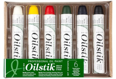 Jack Richeson 121302 Shiva Oil Paintstik, Basic Colors, Set of 6