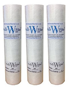 Reverse Osmosis 10 PP Sediment Water Filter Cartridges 3 Pack of 5 Micron Water Filters (Reverse Osmosis/Water Fed Pole/Hard Well Water Treatment)