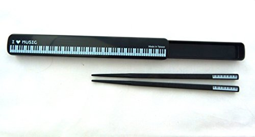 Music Themed Keyboard Design Chopsticks Set in Pull-Open Case