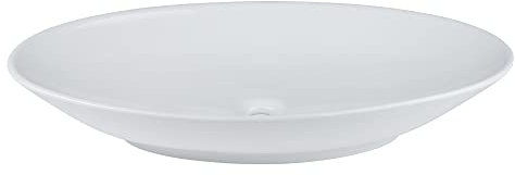NEG Waschbecken Uno33A (groß/oval) Aufsatz-Waschschale/Waschtisch (weiß) mit flachem Rand und Nano-Beschichtung
