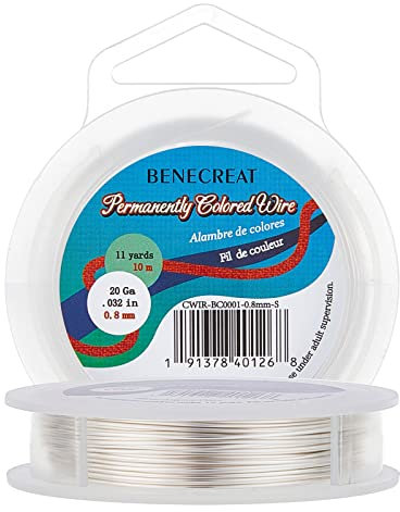 BENECREAT 20Gauge (0.8mm) Anlaufbeständiger Silberdraht, Schmuckherstellung Kupferdraht, 10M/11Yard