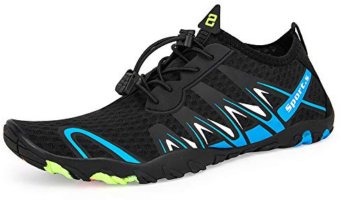 WateLves Strandschuhe Damen Herren Wasserschuhe Badeschuhe Unisex Atmungsaktiv Leicht Barfußschuhe rutschfeste für Schwimmen Tauchen(S901 Schwarz Blau, 41EU)