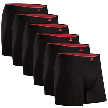 DANISH ENDURANCE 6er Pack Bambus Boxershorts Herren, Unterhosen Herren mit oder ohne Eingriff, XL Black