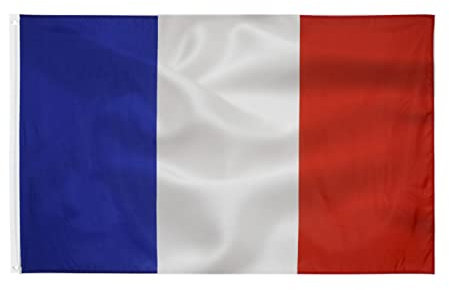 Drapeau francais 90x150cm-drapeau france avec œillets en laiton polyester Couleurs Vives -Pour l'extérieur et l'intérieur