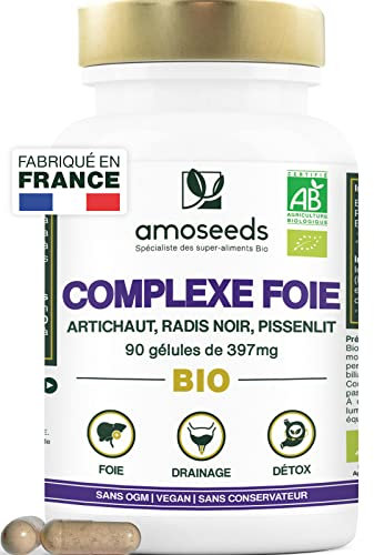 Détox Foie BIO | Puissant Détoxifiant, Draineur, Améliore la Digestion | Artichaut, Radis Noir, Pissenlit | 90 Gélules Vegan | Qualité Supérieure, Fabriqué en France