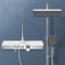 EMKE Duschsystem mit Thermostat Duschsäuleset Duschset, 45cm Thermostatische Platte, Handbrause 3 Strahlarten, Regendusche mit Armatur, Duschamaturenset Regendusche, KTW-Zertifizierung, Chrom