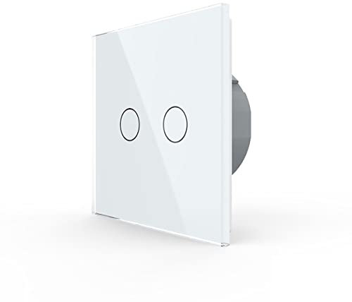 Livolo Zigbee Touch Interruptor Conmutador de serie doble SmartHome Interruptor de luz de pared para montaje empotrado en marco de cristal, color blanco