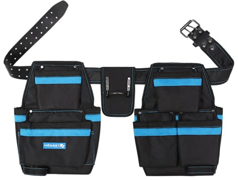 Högert Technik - Cintura porta attrezzi da uomo, con 15 tasche, robusta, per artigiani, falegnami, elettricisti, falegnami, edilizia, poliestere 600D