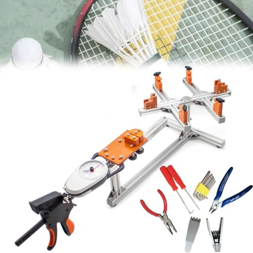 FAcoLL Tendeur de Fil en Alliage d'aluminium, Machine à fileter Le Cadre de Raquette avec auxiliaire de Cordage de Raquette, Outil de Cordage avec système de Montage à 6 Points pour Squash Tennis