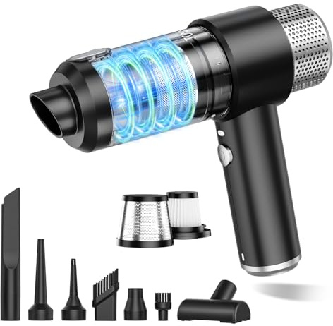 JONYJ Handheld Car Vacuum Cleaner, 16000PA Hand Held Vacuum Portable Cordless, 2 in 1 Air Duster and Vacuum Cleaner with LED Light, Multi-Nozzles, 120W High Power Mini Vacuum for Home, Pet, Office