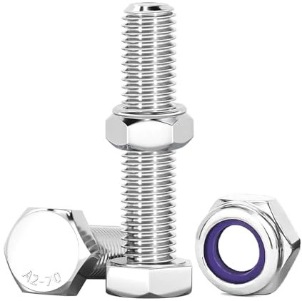 Drenky Boulons M10 à Six Pans Avec écrous Assortiment Acier Inoxydable A2 V2A Vis à Métaux M10 X 35mm 10Pcs Pour Meubles, Voitures, Vélos, Bateaux, Impression 3D