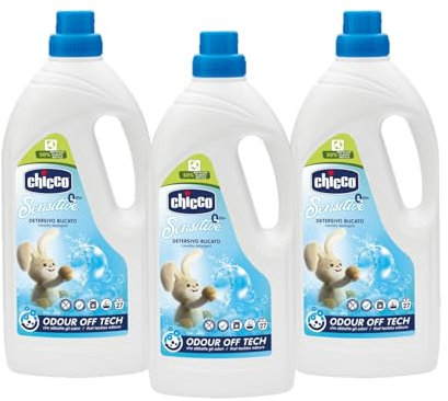 Chicco Sensitive Detersivo Bucato Ipoallergenico, rimuove Macchie e Odori, 0+ Mesi - 1.5 litri (confezione da 3 flaconi)