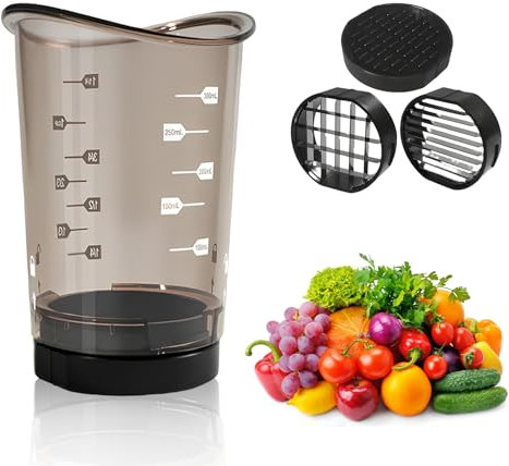 Yemiany Coupe-frites et Légumes Manuel, 8 x 8 x 10 cm Trancheuse À Tasse, Livré avec 2 Grilles de Coupe Lames en Inox, Compatible Lave-vaisselle