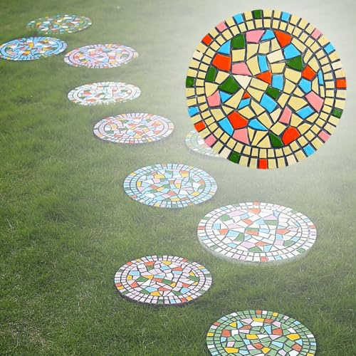 SBJKLYRN Pietra calpestabile da Giardino， Pietre Decorative Rotonde Multicolori for vialetti, pavimentazione Decorativa in Resina Ecologica for vialetti Esterni(Beige,2PCS)