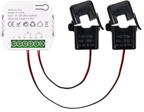 Malloy Contatore di Energia WiFi Intelligente Tuya Bidirezionale con Trasformatore di Corrente App Monitor Potenza 80A Supporto Allarme 2 Canali - 2CT