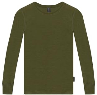 Dilling Kinder Langarmshirt Bio-Merinowolle Baselayer Unterwäsche temperaturregulierend und atmungsaktiv - Jägergrün 134/140