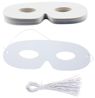 wellrun Lot de 40 demi-masques en papier blanc vierge pour fête, cosplay, anniversaire, activités en classe