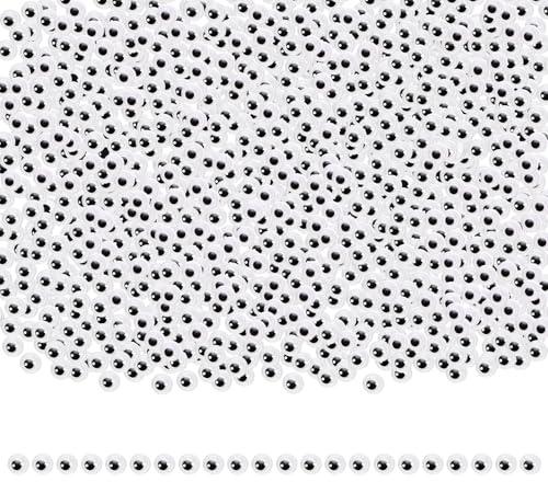TOAOB 1000pcs Yeux Mobiles Autocollants 4mm en Plastique Ronds Noirs Blancs
