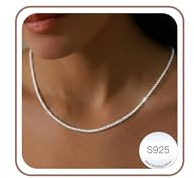 Aretas Sterling Silver Chain Necklace for Women, Womens Ladies 2.5mm S925 Solid Silver Thin Choker Box Chain Jewellery Gifts for Teen Girls Mum Daughter Auntie Niece Wife 16 Inch